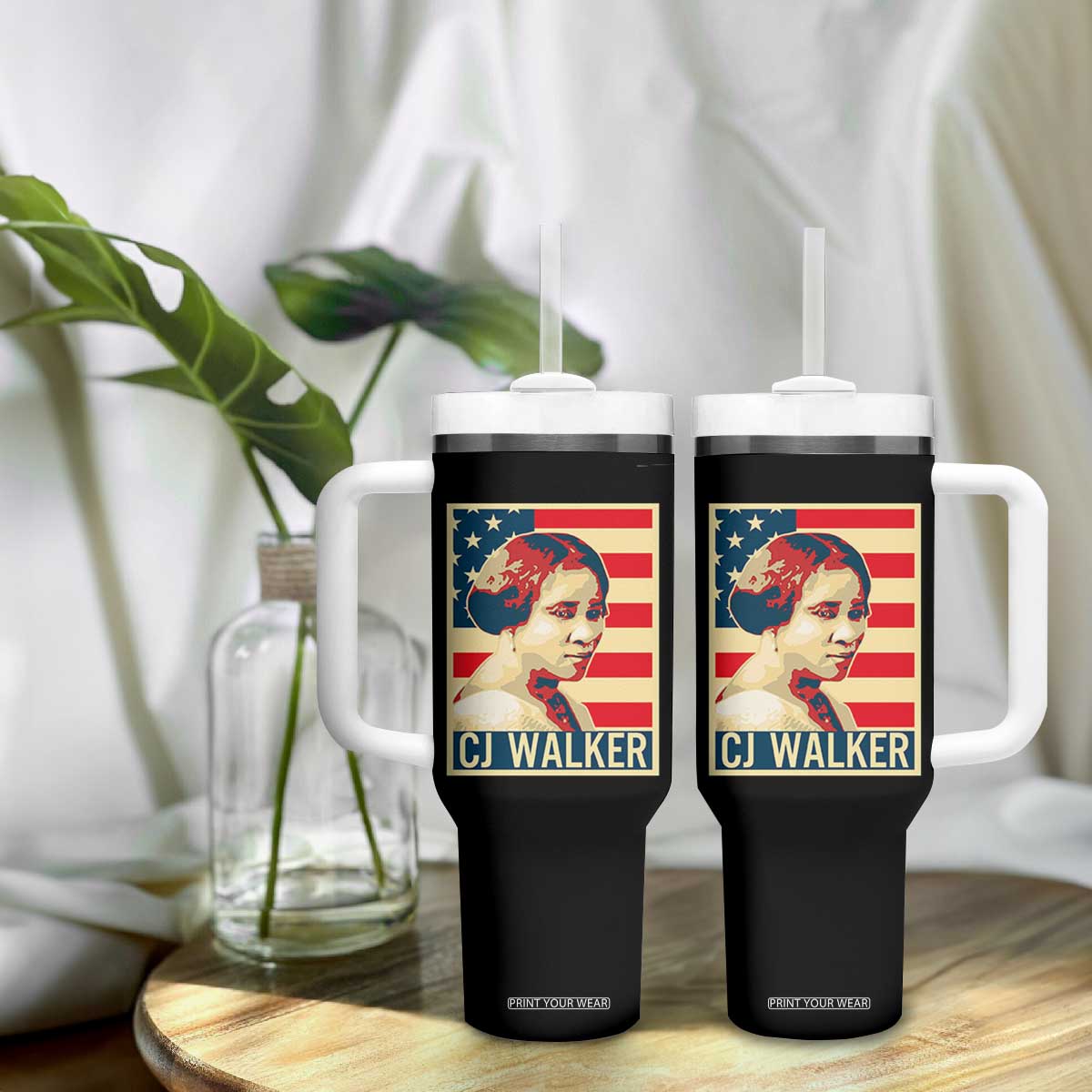 Madam CJ Walker Patriotic Tumbler With Handle Black History Month Gift TS12 Print Your Wear