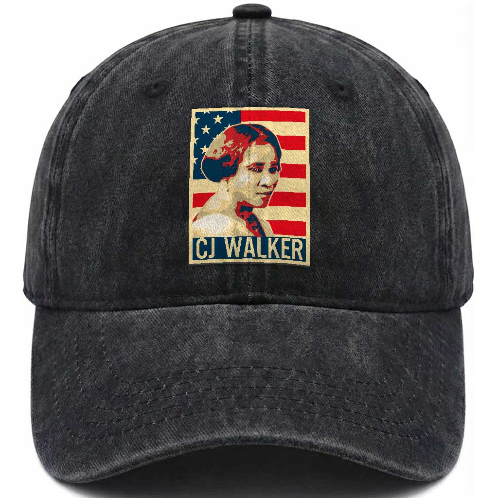 Madam CJ Walker Patriotic Washed Cotton Baseball Cap Black History Month Gift TS12 Print Your Wear