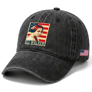Madam CJ Walker Patriotic Washed Cotton Baseball Cap Black History Month Gift TS12 Print Your Wear