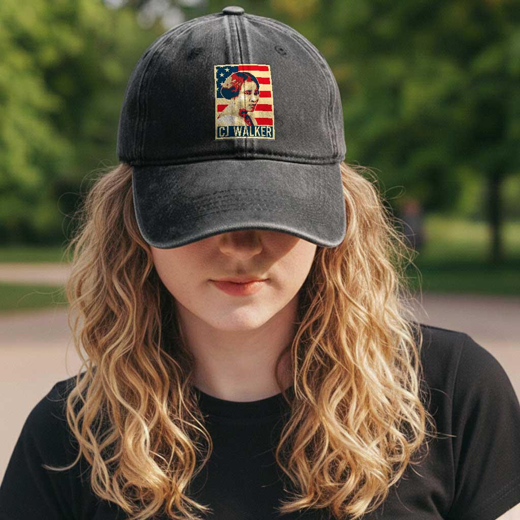 Madam CJ Walker Patriotic Washed Cotton Baseball Cap Black History Month Gift TS12 Print Your Wear