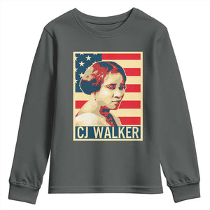 Madam CJ Walker Patriotic Youth Sweatshirt Black History Month Gift TS12 Dark Heather Print Your Wear