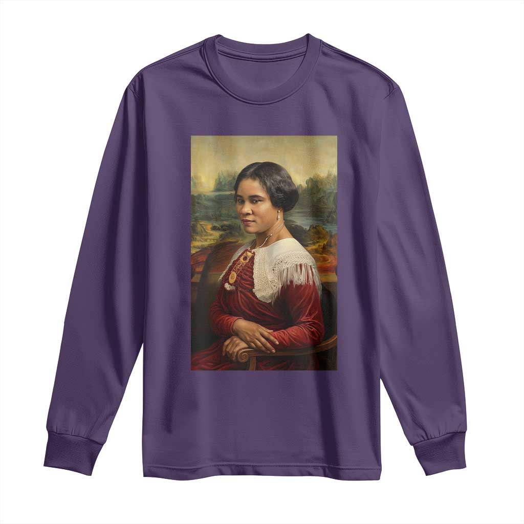 Madam CJ Walker Mona Lisa Long Sleeve Shirt Black History Month Gift TS12 Purple Print Your Wear