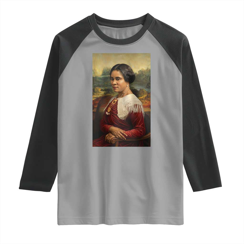 Madam CJ Walker Mona Lisa Raglan Shirt Black History Month Gift TS12 Sport Gray Black Print Your Wear
