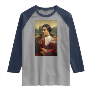 Madam CJ Walker Mona Lisa Raglan Shirt Black History Month Gift TS12 Sport Gray Navy Print Your Wear