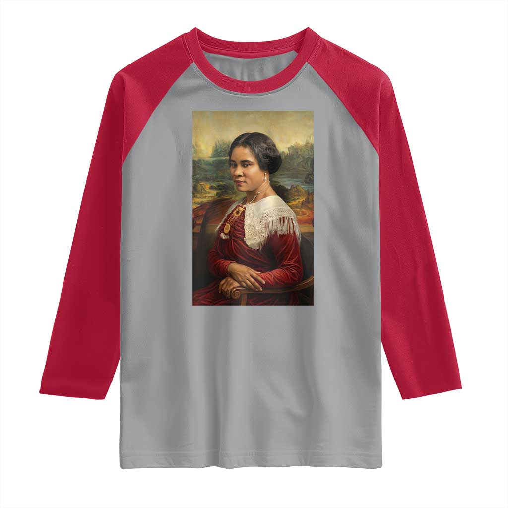 Madam CJ Walker Mona Lisa Raglan Shirt Black History Month Gift TS12 Sport Gray Red Print Your Wear