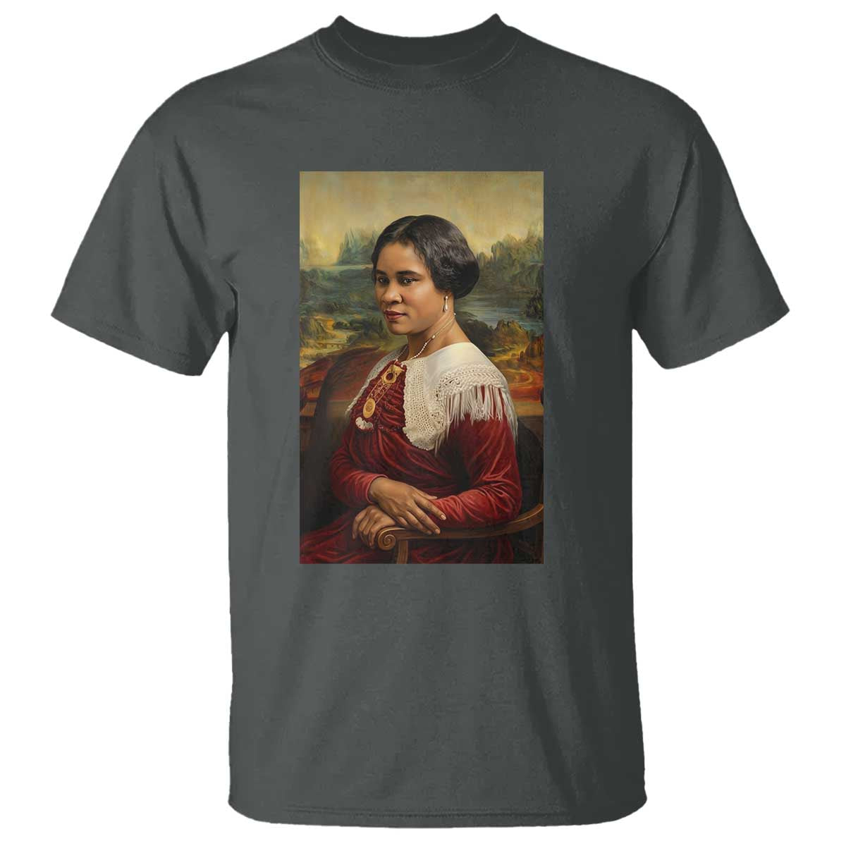 Madam CJ Walker Mona Lisa T Shirt Black History Month Gift TS12 Dark Heather Print Your Wear