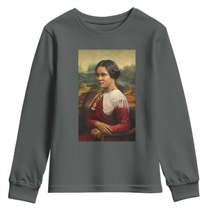 Madam CJ Walker Mona Lisa Youth Sweatshirt Black History Month Gift TS12 Dark Heather Print Your Wear