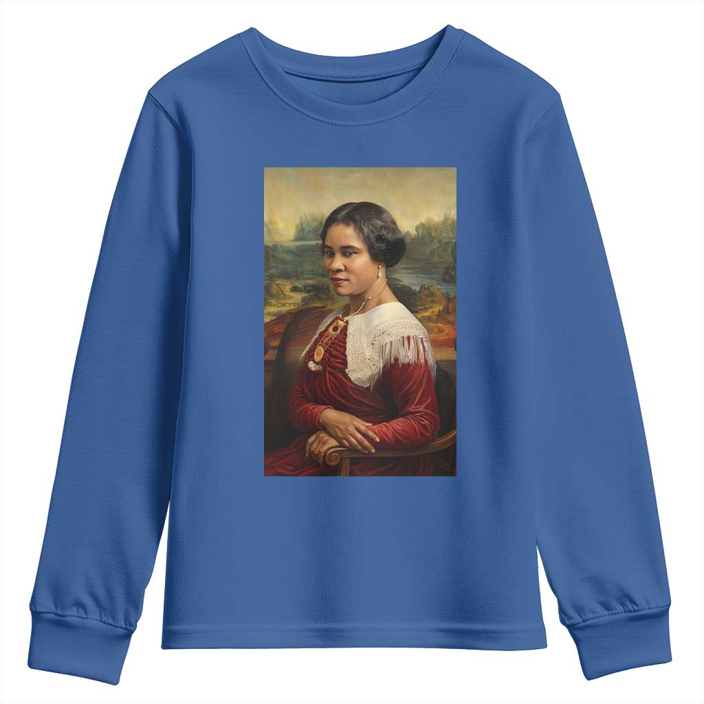 Madam CJ Walker Mona Lisa Youth Sweatshirt Black History Month Gift TS12 Royal Blue Print Your Wear