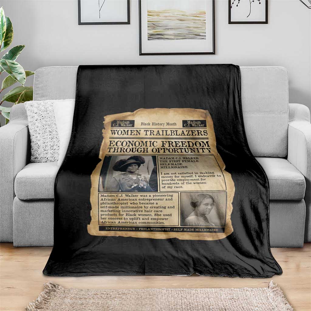 Madam CJ Walker Vintage Newspaper Style Throw Blanket Economic Freedom Through Opportunity TS12 Print Your Wear