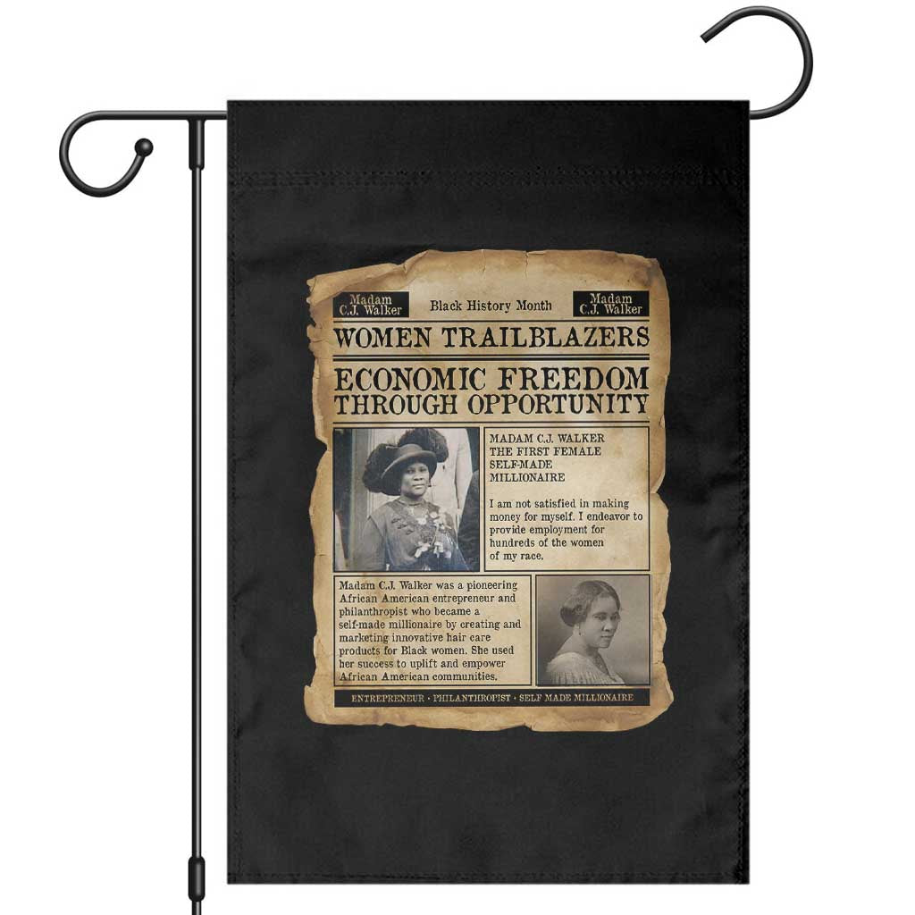 Madam CJ Walker Vintage Newspaper Style Garden Flag Economic Freedom Through Opportunity TS12 Black Print Your Wear