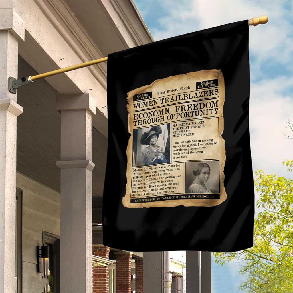 Madam CJ Walker Vintage Newspaper Style Garden Flag Economic Freedom Through Opportunity TS12 Print Your Wear