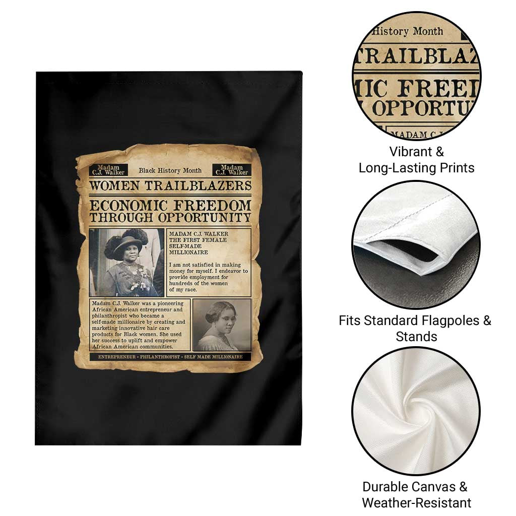 Madam CJ Walker Vintage Newspaper Style Garden Flag Economic Freedom Through Opportunity TS12 Print Your Wear