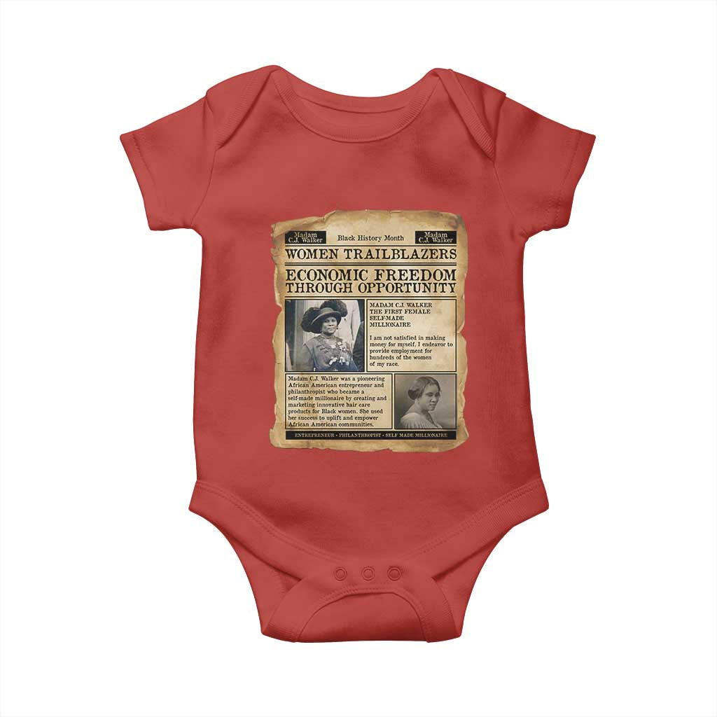 Madam CJ Walker Vintage Newspaper Style Baby Onesie Economic Freedom Through Opportunity TS12 Red Print Your Wear