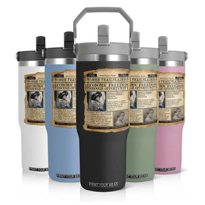 Madam CJ Walker Vintage Newspaper Style Flip Straw Tumbler Economic Freedom Through Opportunity TS12 Print Your Wear
