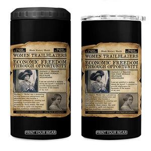 Madam CJ Walker Vintage Newspaper Style 4 in 1 Can Cooler Tumbler Economic Freedom Through Opportunity TS12 One Size: 16 oz Black Print Your Wear