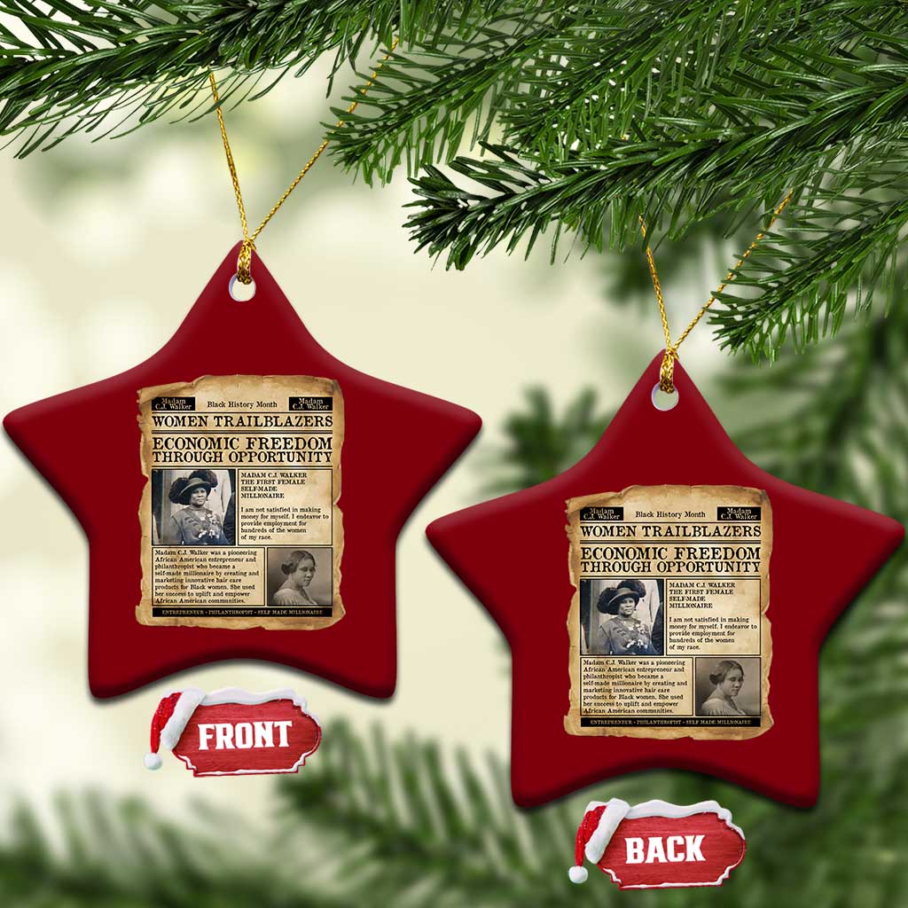 Madam CJ Walker Vintage Newspaper Style Ceramic Ornament Economic Freedom Through Opportunity TS12 Print Your Wear