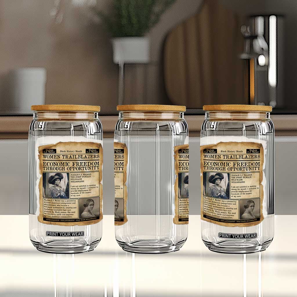 Madam CJ Walker Vintage Newspaper Style Glass Can Economic Freedom Through Opportunity TS12 Print Your Wear