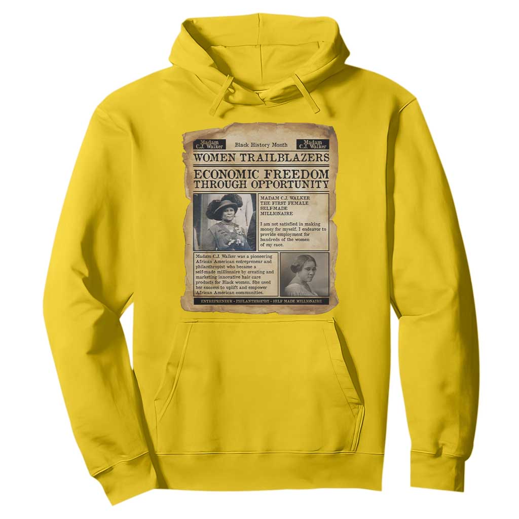 Madam CJ Walker Vintage Newspaper Style Hoodie Economic Freedom Through Opportunity TS12 Daisy Print Your Wear