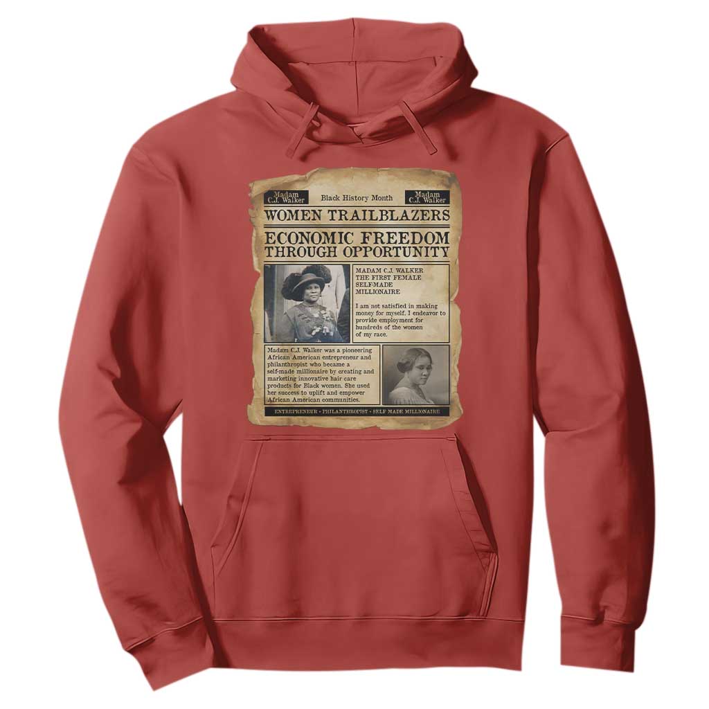 Madam CJ Walker Vintage Newspaper Style Hoodie Economic Freedom Through Opportunity TS12 Red Print Your Wear