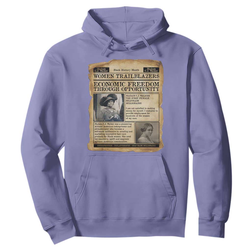 Madam CJ Walker Vintage Newspaper Style Hoodie Economic Freedom Through Opportunity TS12 Violet Print Your Wear