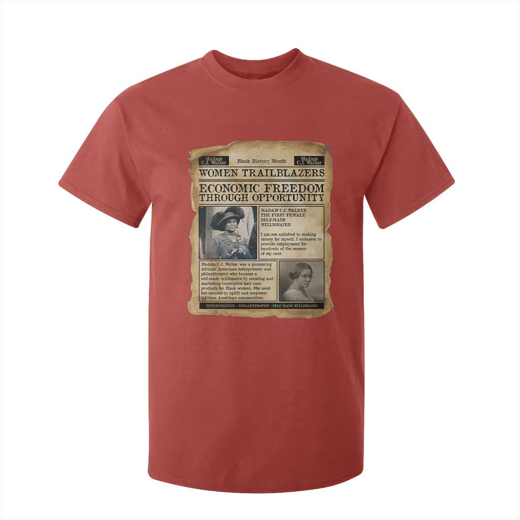 Madam CJ Walker Vintage Newspaper Style T Shirt For Kid Economic Freedom Through Opportunity TS12 Red Print Your Wear