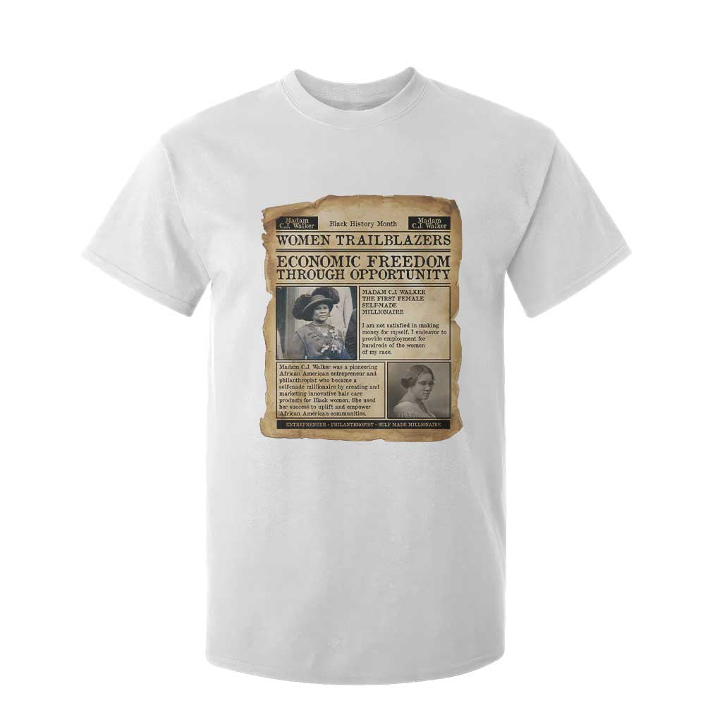 Madam CJ Walker Vintage Newspaper Style T Shirt For Kid Economic Freedom Through Opportunity TS12 White Print Your Wear