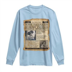 Madam CJ Walker Vintage Newspaper Style Long Sleeve Shirt Economic Freedom Through Opportunity TS12 Light Blue Print Your Wear