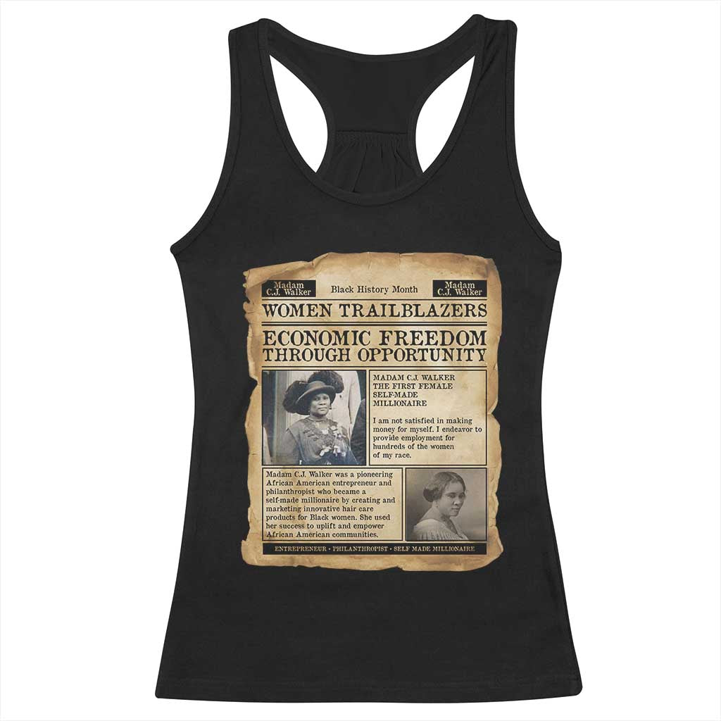 Madam CJ Walker Vintage Newspaper Style Racerback Tank Top Economic Freedom Through Opportunity TS12 Black Print Your Wear