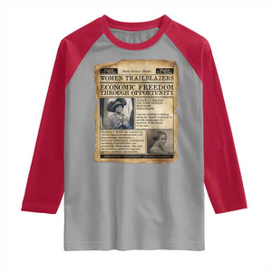 Madam CJ Walker Vintage Newspaper Style Raglan Shirt Economic Freedom Through Opportunity TS12 Sport Gray Red Print Your Wear