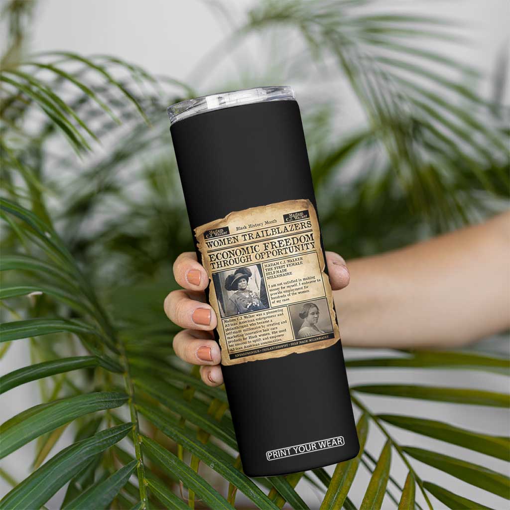 Madam CJ Walker Vintage Newspaper Style Skinny Tumbler Economic Freedom Through Opportunity TS12 Print Your Wear