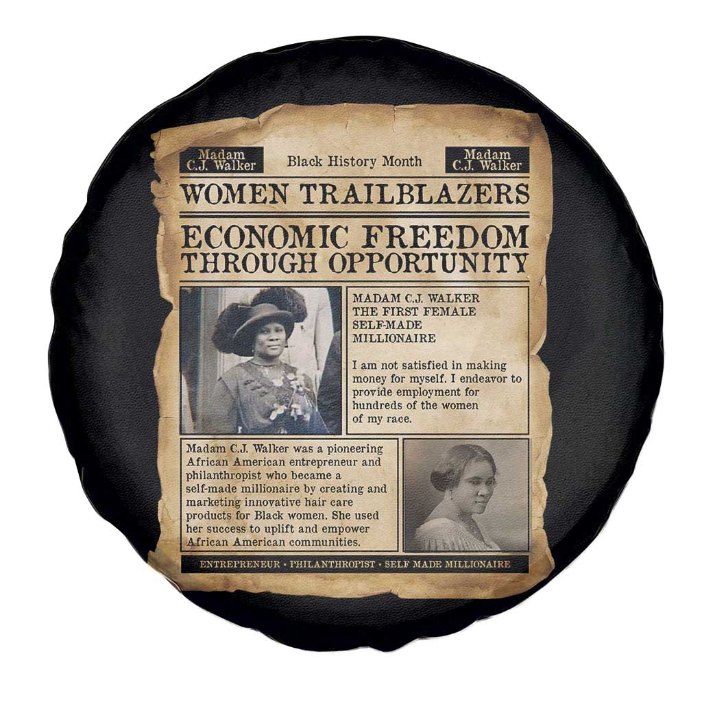Madam CJ Walker Vintage Newspaper Style Spare Tire Cover Economic Freedom Through Opportunity TS12 Print Your Wear