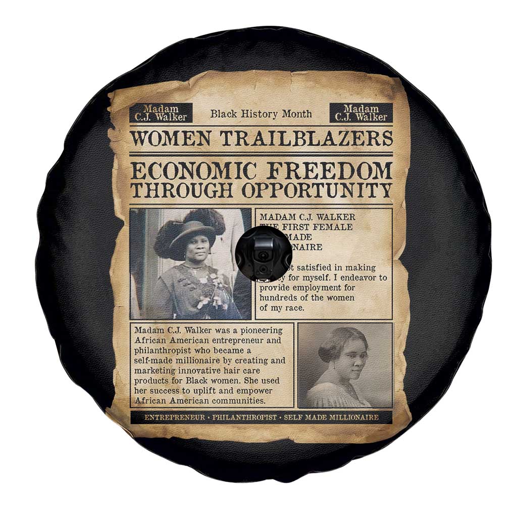 Madam CJ Walker Vintage Newspaper Style Spare Tire Cover Economic Freedom Through Opportunity TS12 Print Your Wear