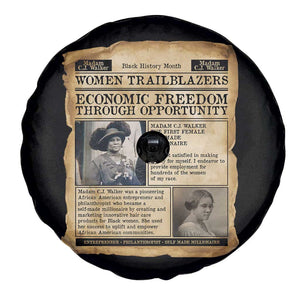 Madam CJ Walker Vintage Newspaper Style Spare Tire Cover Economic Freedom Through Opportunity TS12 Print Your Wear