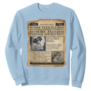 Madam CJ Walker Vintage Newspaper Style Sweatshirt Economic Freedom Through Opportunity TS12 Light Blue Print Your Wear