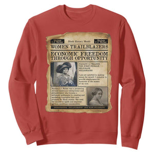 Madam CJ Walker Vintage Newspaper Style Sweatshirt Economic Freedom Through Opportunity TS12 Red Print Your Wear