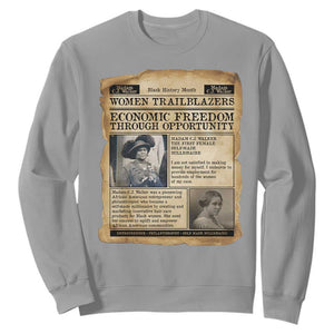 Madam CJ Walker Vintage Newspaper Style Sweatshirt Economic Freedom Through Opportunity TS12 Sport Gray Print Your Wear