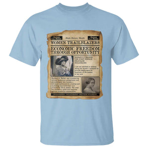 Madam CJ Walker Vintage Newspaper Style T Shirt Economic Freedom Through Opportunity TS12 Light Blue Print Your Wear