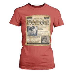 Madam CJ Walker Vintage Newspaper Style T Shirt For Women Economic Freedom Through Opportunity TS12 Red Print Your Wear