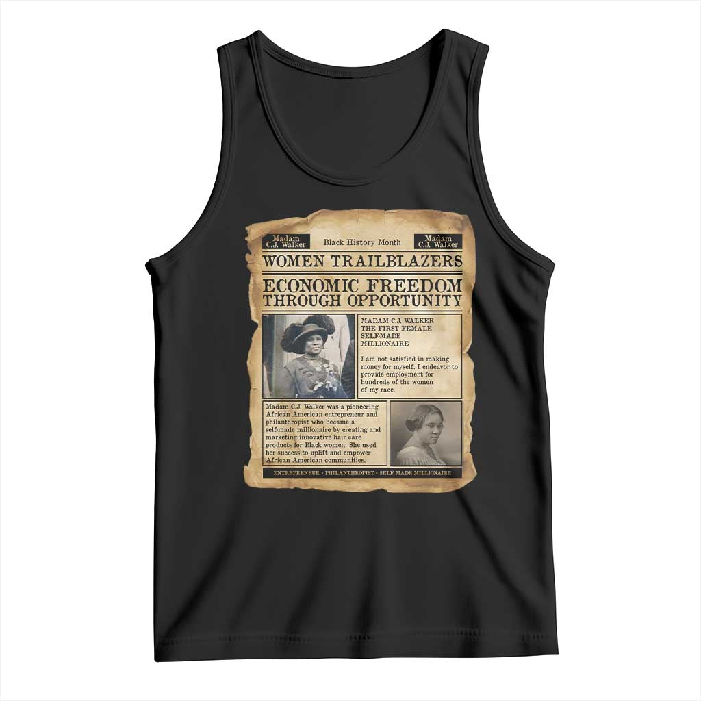 Madam CJ Walker Vintage Newspaper Style Tank Top Economic Freedom Through Opportunity TS12 Black Print Your Wear