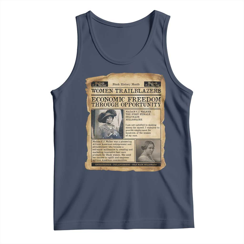 Madam CJ Walker Vintage Newspaper Style Tank Top Economic Freedom Through Opportunity TS12 Navy Print Your Wear