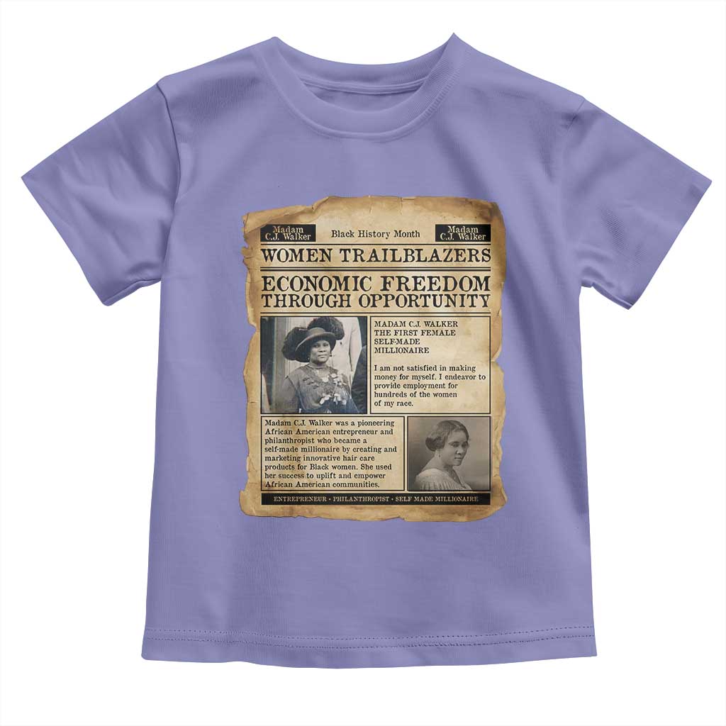 Madam CJ Walker Vintage Newspaper Style Toddler T Shirt Economic Freedom Through Opportunity TS12 Violet Print Your Wear