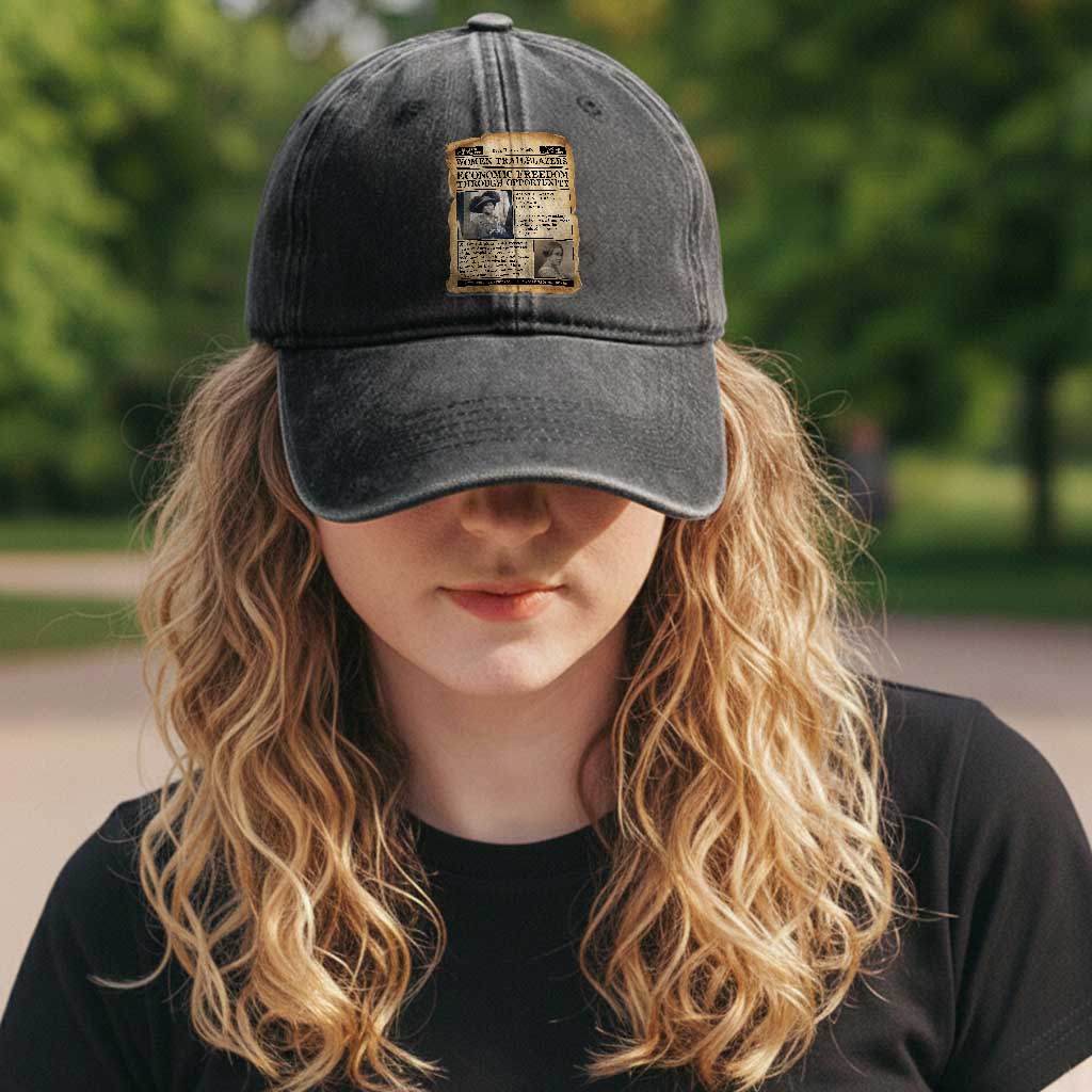 Madam CJ Walker Vintage Newspaper Style Washed Cotton Baseball Cap Economic Freedom Through Opportunity TS12 Print Your Wear