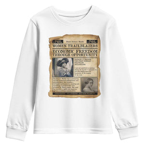 Madam CJ Walker Vintage Newspaper Style Youth Sweatshirt Economic Freedom Through Opportunity TS12 White Print Your Wear