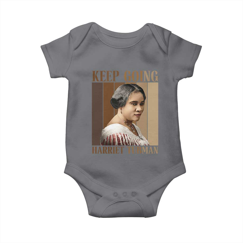Madam CJ Walker Keep Going Retro Poster Baby Onesie Black History Month Gift TS12 Charcoal Print Your Wear
