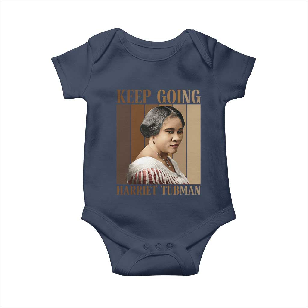 Madam CJ Walker Keep Going Retro Poster Baby Onesie Black History Month Gift TS12 Navy Print Your Wear