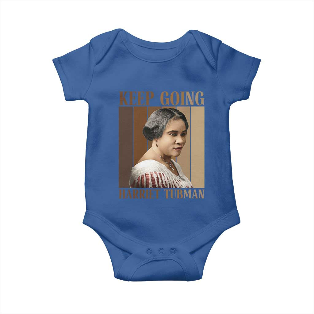 Madam CJ Walker Keep Going Retro Poster Baby Onesie Black History Month Gift TS12 Royal Blue Print Your Wear
