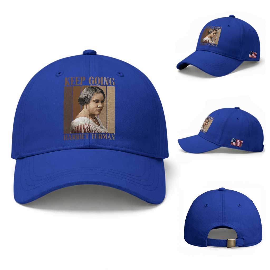 Madam CJ Walker Keep Going Retro Poster Baseball Cap Black History Month Gift TS12 Baseball Cap Universal Fit Royal Blue Print Your Wear