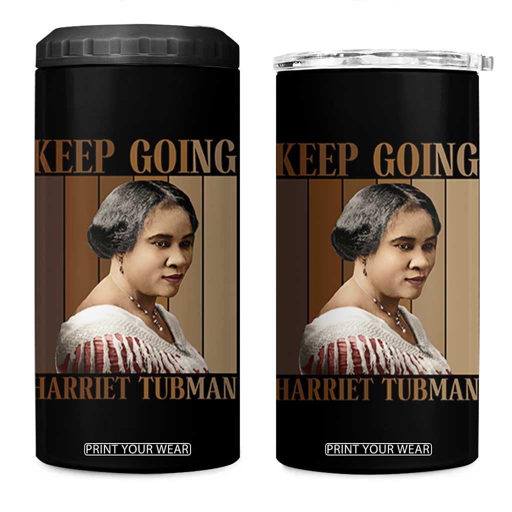 Madam CJ Walker Keep Going Retro Poster 4 in 1 Can Cooler Tumbler Black History Month Gift TS12 One Size: 16 oz Black Print Your Wear