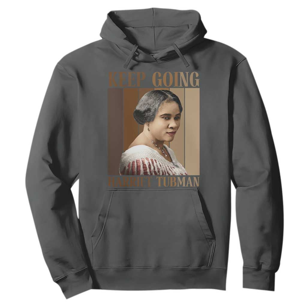 Madam CJ Walker Keep Going Retro Poster Hoodie Black History Month Gift TS12 Dark Heather Print Your Wear