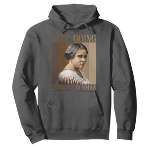 Madam CJ Walker Keep Going Retro Poster Hoodie Black History Month Gift TS12 Dark Heather Print Your Wear